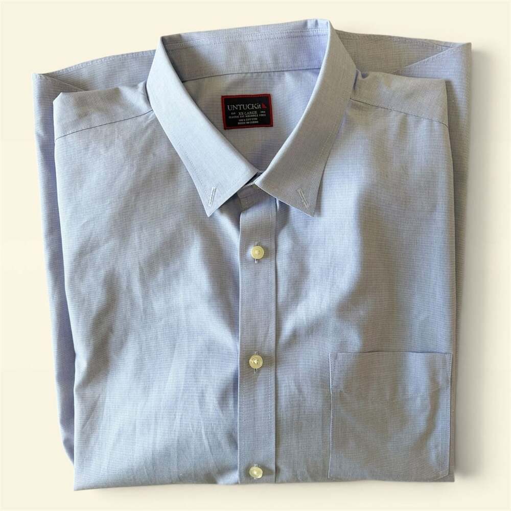 Untuckit Short Sleeve Shirt Size XX-Large Blue Cotton